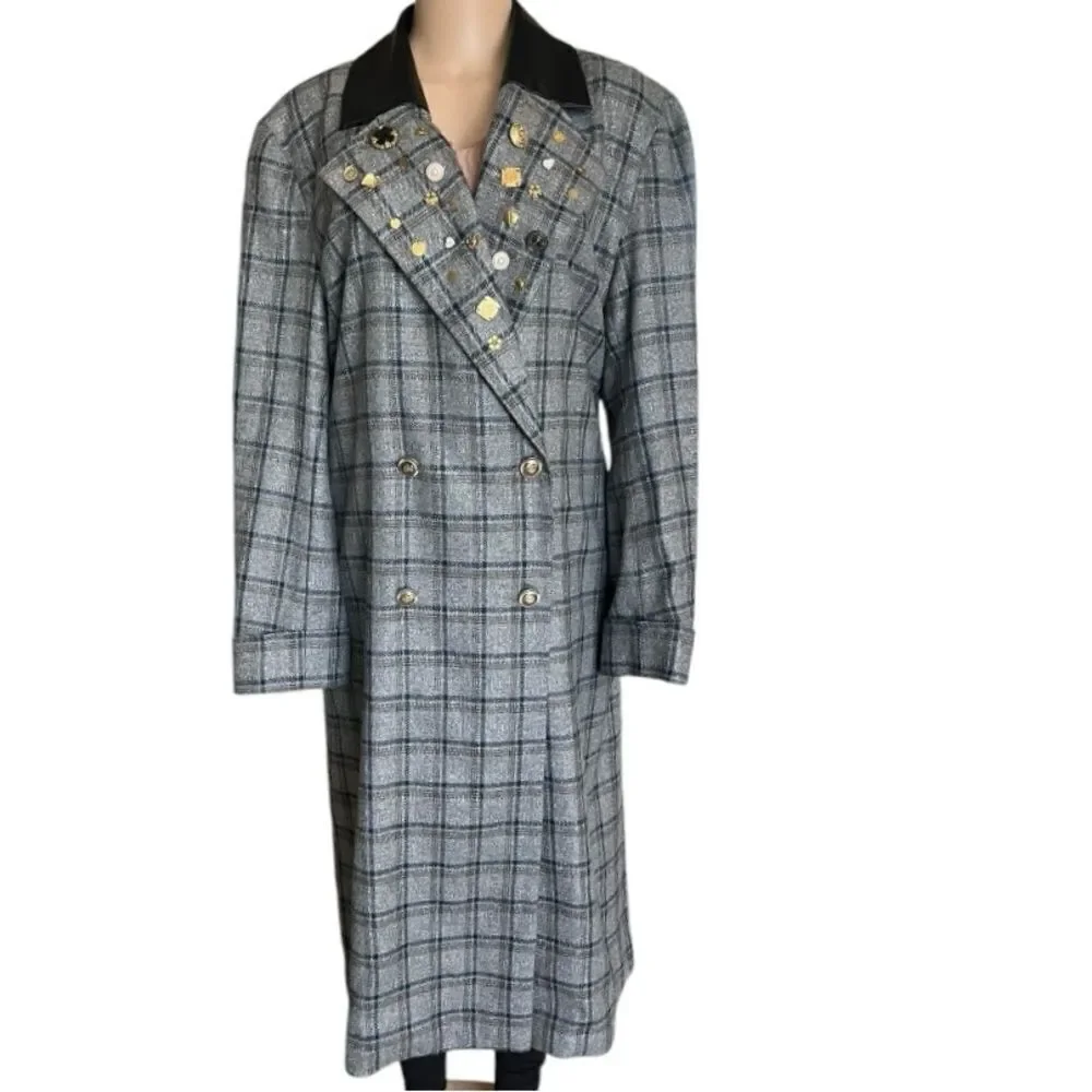 Free People Plaid Double-Breasted Coat